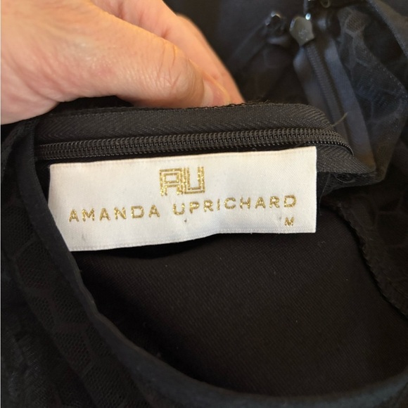 Amanda Uprichard Black Mesh Sleeve Illusion Neckline Bodycon Dress - Picture 7 of 7